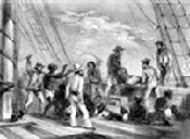 Muerte en los barcos negreros. Arrojando un cadáver al mar.