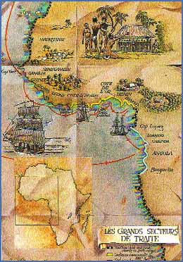 Las rutas del comercio de esclavos desde Africa Occidental